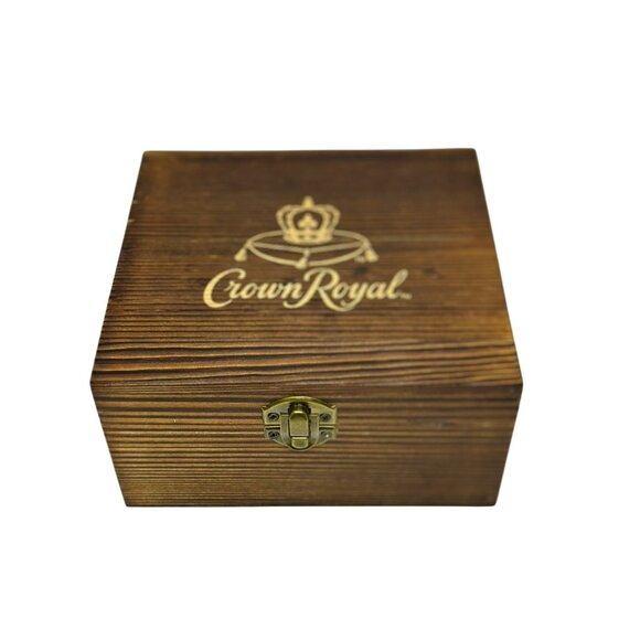 Crown Royal Whisky Glasses & Stones Gift Set in Wooden Box – Barware 2.5" - Picture 1 of 9